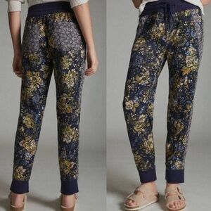 AnthroFloral Navy Drawstring Kelly Jogger Pants